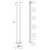 Дизайнерский вертикальный радиатор отопления ARTTIDESIGN Livorno II 4/1800/272/50 серый матовий