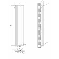 Вертикальний дизайнерський радіатор опалення ARTTIDESIGN Matera II 7/1800/413/50 чорний матовий