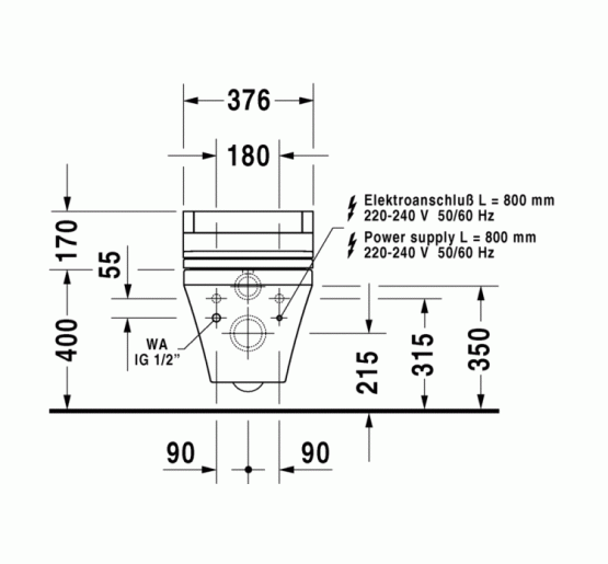 Унитаз подвесной Duravit DURASTYLE Rimless 62х37 см для SensoWash (2542592000) HygieneGlaze