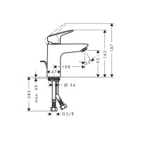 Змішувач Hansgrohe Logis 100 для умивальника LowFlow 3.5 л/хв зі зливним гарнітуром (71104000)