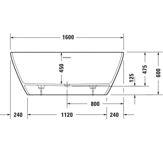 Ванна свободностоящая Duravit D-NEO 160x75 см с ножками и панелью DuraSolid® (700477000000000)