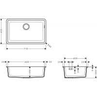 Кухонна мийка Hansgrohe S510-U660 під стільницю 710х450 Concretegrey (43432380)
