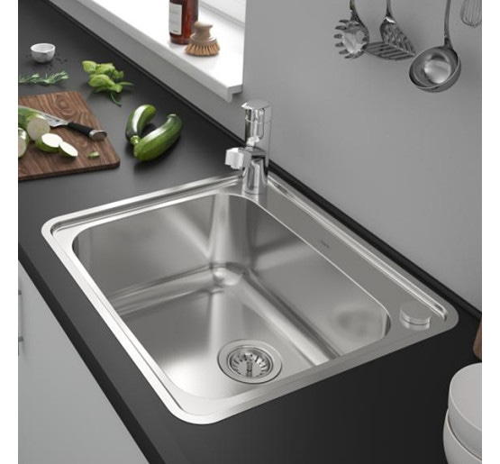 Кухонна мийка Hansgrohe S412-F500 на стільницю 580х520 з сифоном automatic (43336800) Stainless Steel