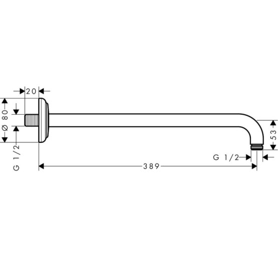 Кронштейн для верхнего душа AXOR 389 мм Classic, хром (27348000)