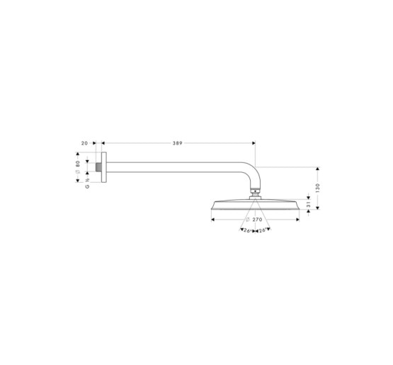 Верхній душ Hansgrohe Raindance Classic AIR 240 мм з тримачем 383 мм, Chrome/Gold Optic (27424090)