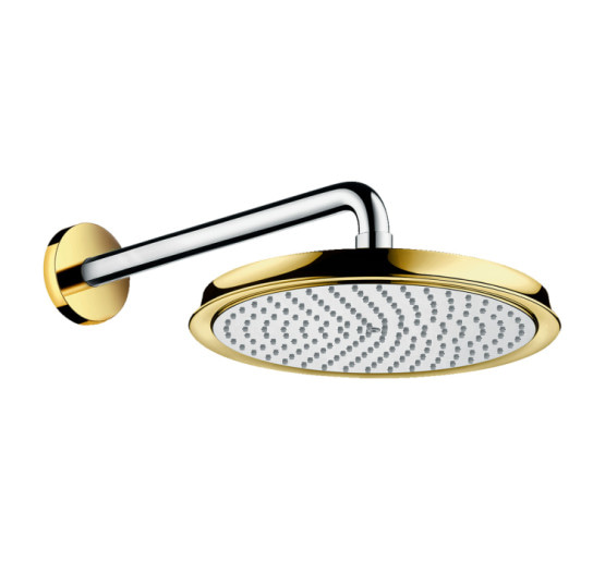 Верхний душ Hansgrohe Raindance Classic AIR 240 мм с держателем 383 мм, Chrome/Gold Optic (27424090)