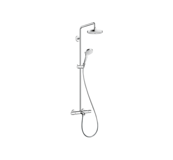 Душова система Hansgrohe Croma Select S Showerpipe 180 2jet з термостатом для ванни, білий/хром (27351400)