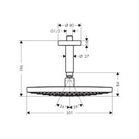 Верхній душ Hansgrohe Raindance Select S 300 2jet з тримачем зі стелі, хромований (27337000)