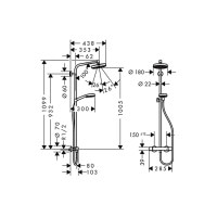Душевая система Hansgrohe Crometta Showerpipe 160 1jet с термостатом, белый/хром (27264400)