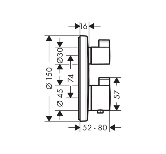 Термостат скрытого монтажа Hansgrohe Ecostat S: сопротивляющимся/переключающим вентилем, двухрежимный (15758000)