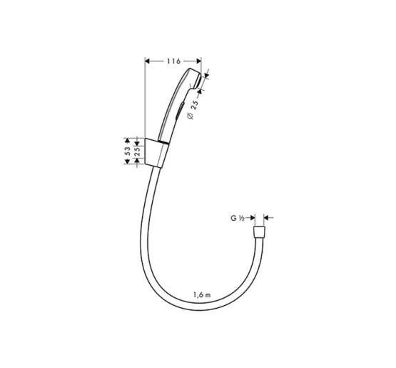 Гігієнічний душ Hansgrohe зі шлангом 1.6 м та тримачем (32128000)