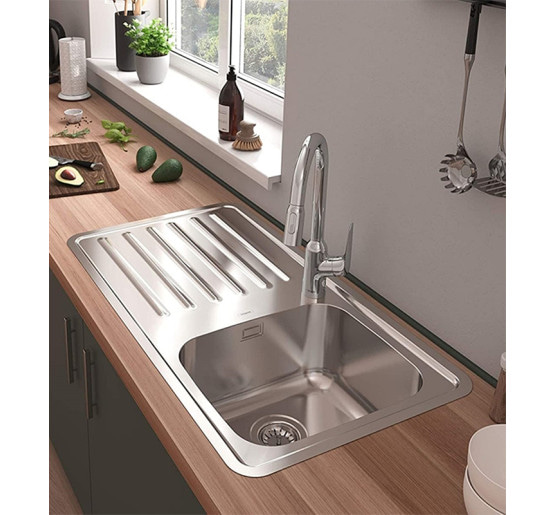 Кухонная мойка Hansgrohe S4111-F340 на столешницу 915х505 с сифоном (43340800) Stainless Steel