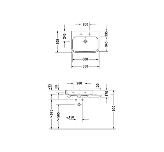 Умывальник мебельный Duravit HAPPY D.2 65х50.5 см без отверстия для смесителя (2318650060)