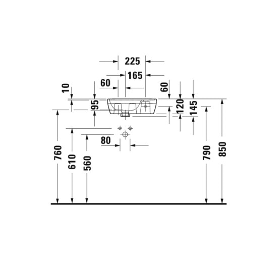 Умывальник Duravit D-NEO 40х22 см, отверстие для смесителя справа (0739400041)