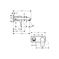 Змішувач Hansgrohe Mertis для раковини зі стіни 165 мм LowFlow хромований (31251000)