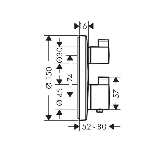 Термостат скрытого монтажа Hansgrohe Ecostat S запорно-переключающий двухрежимный (15758670) Matt Black