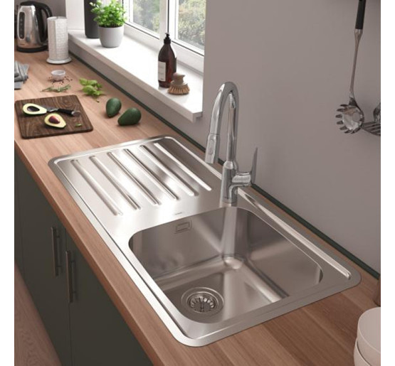 Кухонная мойка Hansgrohe S4111-F400 на столешницу 975х505 с сифоном (43341800) Stainless Steel