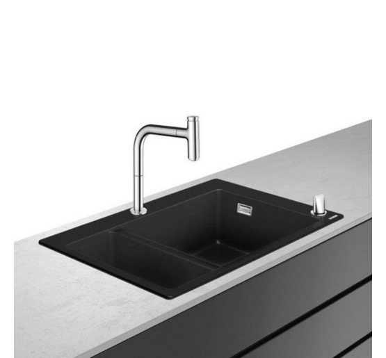 Кухонна мийка Hansgrohe C51-F635-09 Сombi 770x510 на дві чаші 180/450 Select зі змішувачем Chrome (43220000)