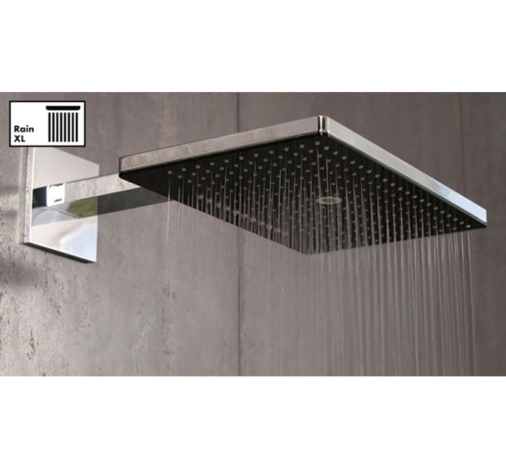 Верхний душ Hansgrohe Rainmaker Select 466х300 3jet хромированный/белый с кронштейном к стене (24007400)