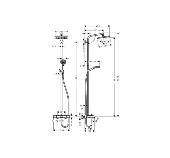 Душова система Hansgrohe Crometta E Showerpipe 240 1jet для ванни з термостатом (27298000)