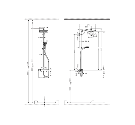 Душевая система Hansgrohe Crometta E Showerpipe 240 1jet с термостатом (27271000)