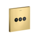 Запорно-переключающий вентиль ShowerSelect Sguare на 3 функции Polished Gold Optic (36717990)