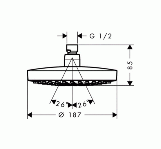 Верхній душ Hansgrohe Croma Select E 180 2jet Showerpipe 180 мм білий/хром (26522400)