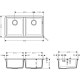 Кухонная мойка Hansgrohe S510-U770 под столешницу 820х450 на две чаши 370/370 Graphiteblack (43434170)