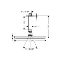 Верхний душ Hansgrohe Raindance S 240 1jet P с держателем к потолку, хром (27620000)