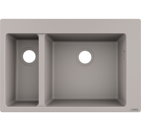 Кухонна мийка Hansgrohe S510-F635 770х510 на дві чаші 180/450 Concretegrey (43315380)