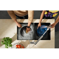 Кухонна мийка Hansgrohe S510-U770 під стільницю 820х450 дві чаші 370/370 Stonegrey (43434290)