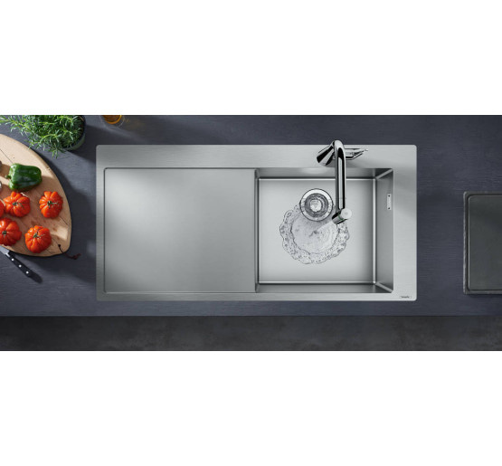 Кухонна мийка Hansgrohe S715-F450 на стільницю 1x35Ø 1045х510 полиця ліворуч Stainless Steel (43306800)