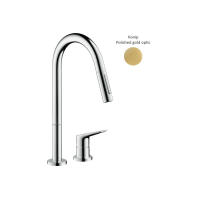 Смеситель Axor Citterio М 220 для кухни на 2 отверстия с вытяжным изливом Polished gold optic (34822990)