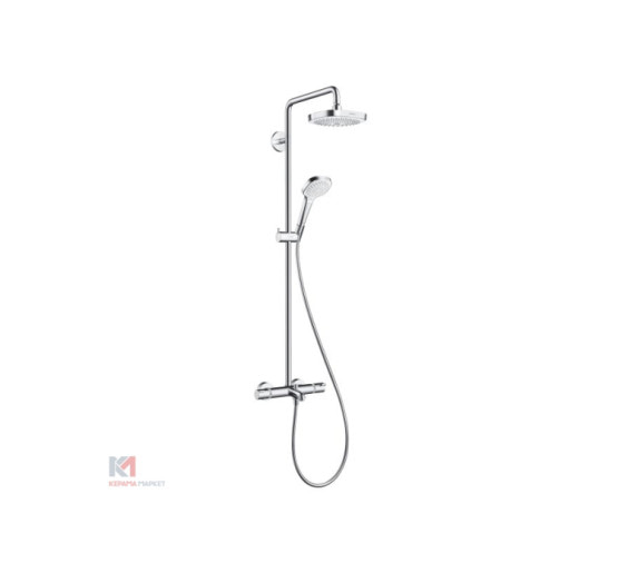 Душевая система Hansgrohe Croma Select E Showerpipe 180 2jet с термостатом для ванны, белый/хром (27352400)