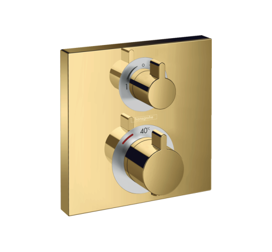 Термостат прихованого монтажу Hansgrohe Ecostat Square запірно-перемикаючий двохрежимний (15714990) Polished Gold