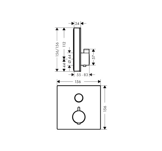 Термостат прихованого монтажу Hansgrohe ShowerSelect Glass на 1 клавішу , чорний/хромований (15737600)