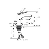 Змішувач Axor Citterio 90 Lever rhombic cut для раковини pop-up Chrome 39001000