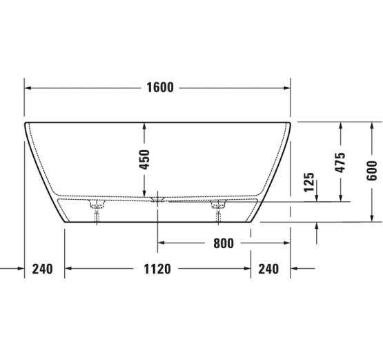 Ванна вільностояча Duravit D-NEO 160x75 см без перелива, з ніжками та панеллю, DuraSolid® (700486000000000)
