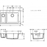 Кухонная мойка Hansgrohe S510-F635 770х510 на две чаши 180/450 Graphiteblack (43315170)