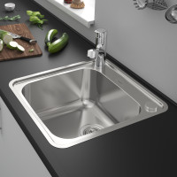 Кухонная мойка Hansgrohe S412-F400 на столешницу 480х520 с сифоном automatic (43335800) Stainless Steel