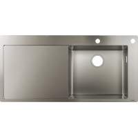 Кухонна мийка Hansgrohe S717-F450 на стільницю 2х35Ø 1045х510 полиця ліворуч Stainless Steel (43307800)