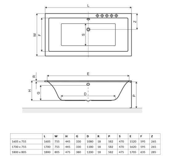 Ванна акрилова прямокутна 1600х750 Excellent Pryzmat Slim (WAEX.PRY16WHS)