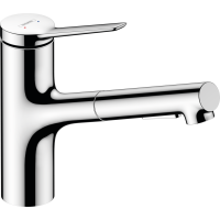 Смеситель hansgrohe Zesis M33 с выдвижным сливом для кухонной мойки, хром 74820000