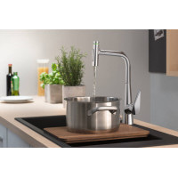 Смеситель hansgrohe Talis Select M51 для кухонной мойки с выдвижным душем, под сталь 73867800