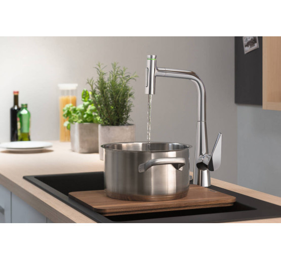 Змішувач hansgrohe Talis Select M51 для кухонної мийки з висувним душем, під сталь 73867800