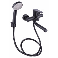 Смеситель для ванны Lidz Nicole 006 с поворотным изливом (с душевым гарнитуром) (k35) LDNIC006BLA35180 Black