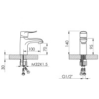 Змішувач для раковини Lidz Wieza 001 (k35) LDWIE001CRM45409 Chrome