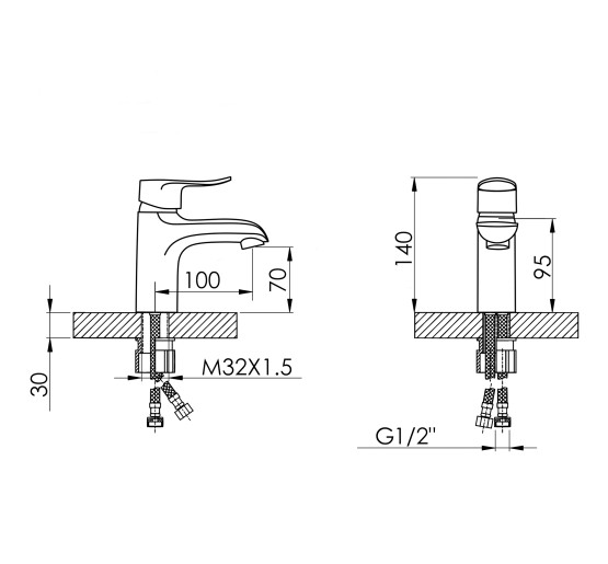 Змішувач для раковини Lidz Wieza 001 (k35) LDWIE001CRM45409 Chrome