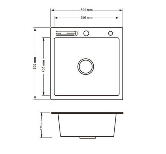 Кухонна мийка Lidz LH5050T 3.0/1.0 мм Brush (LIDZLH5050TBRU3010) з вбудованним тримачем для ножів