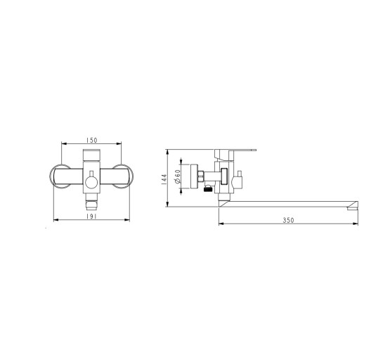 Смеситель для ванны Lidz Luna 005 (с душевым гарнитуром) (k35) LDLUN005NKS46093 Nickel